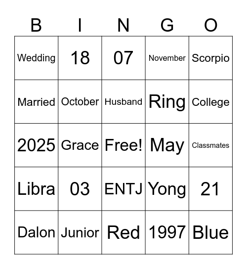 #YONG远在一起 Bingo Card