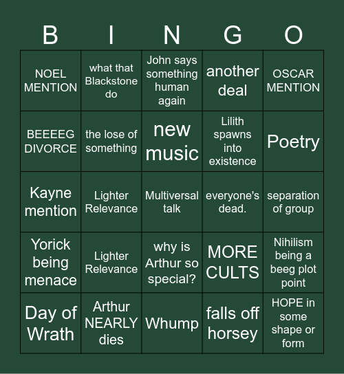 BEEG Malevolent part 51 Bingo Card