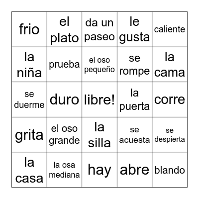 Los tres osos loteria Bingo Card