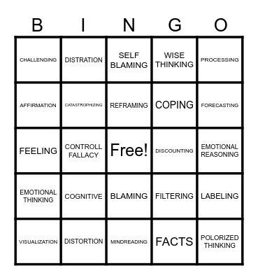 Cognitive Bingo Card