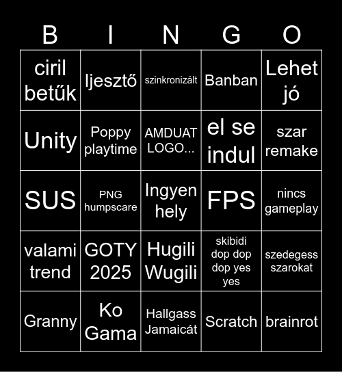 NAGYON RATYI ONLINE HORROR Bingo Card