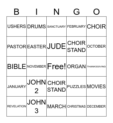 A.M.E.N. Bingo Card