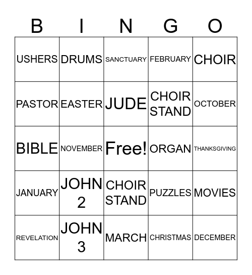 A.M.E.N. Bingo Card