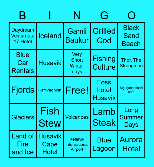 Icelandic Bingo Card