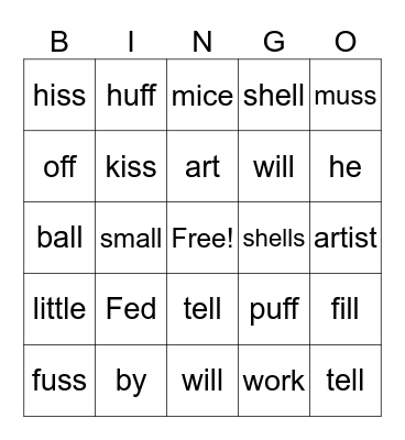 Fed By Art Bingo Card