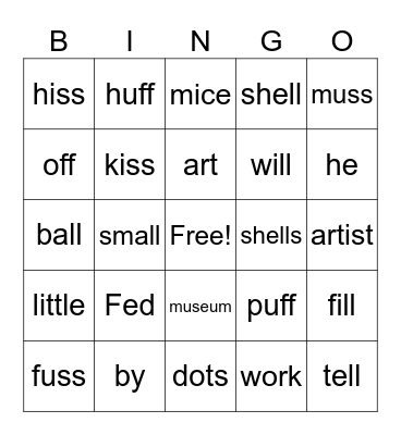 Fed By Art Bingo Card