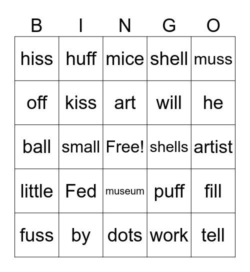 Fed By Art Bingo Card