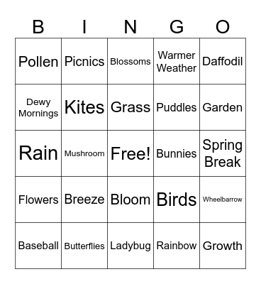 Spring Bingo Card