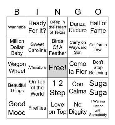 Musical Monday Bingo Card