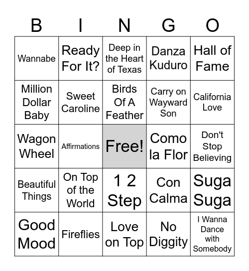 Musical Monday Bingo Card