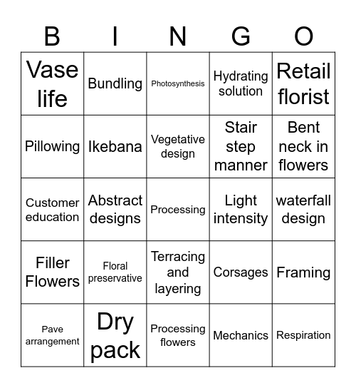TSFA BINGO Card