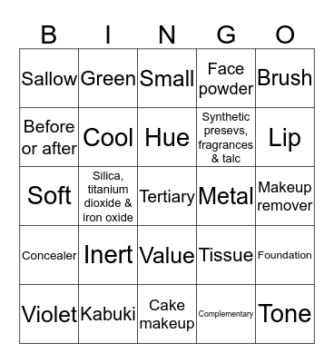 MAKE UP Bingo Card
