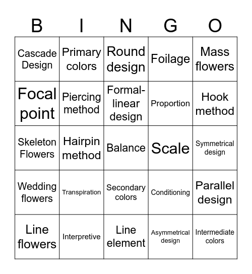 TSFA BINGO Card