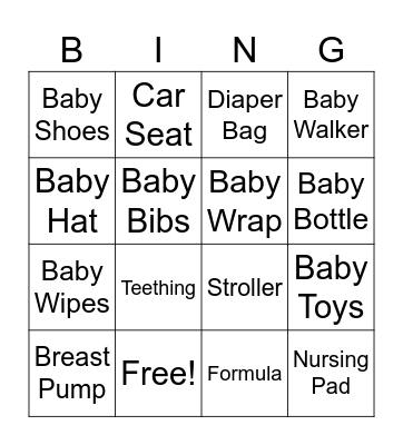 Baby Shower Bingo Card