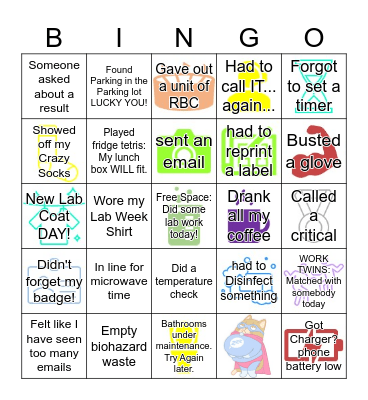 2021 Lab Week Bingo Card