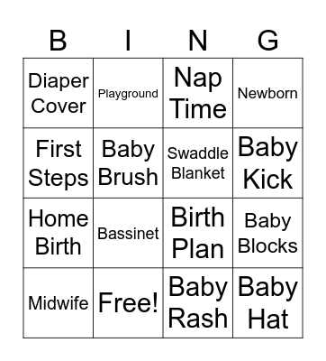 Baby Shower Bingo Card