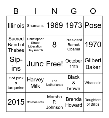 LGBTQ Bingo Card