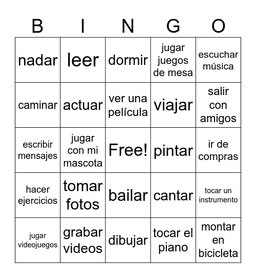 Los pasatiempos Bingo Card