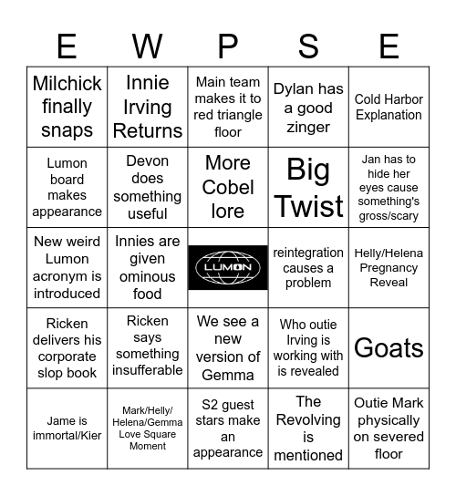 SEVERANCE SEASON 2 FINALE Bingo Card