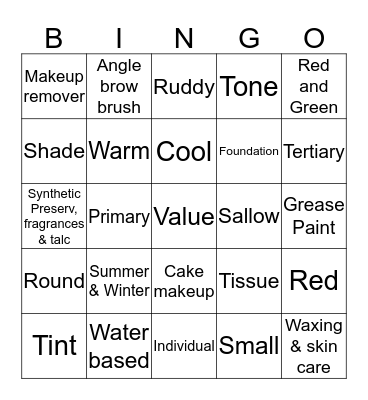 MAKE UP Bingo Card