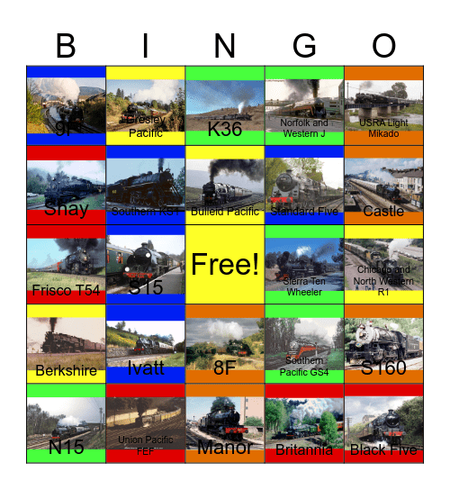 Steam Engines that the Children and I would like to watch them pass by one day Bingo Card