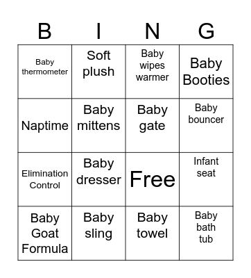Baby Shower Bingo Card