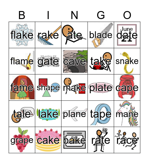 a-e words Bingo Card