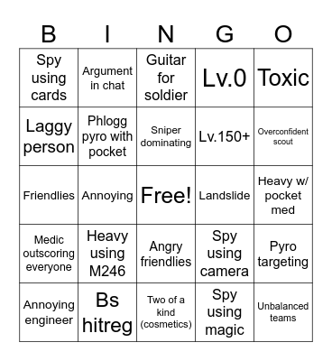 Tc2 bingo Card