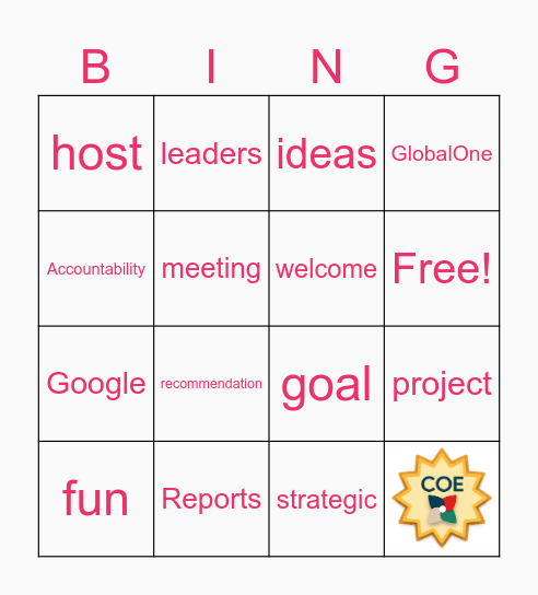 COE BINGO Card