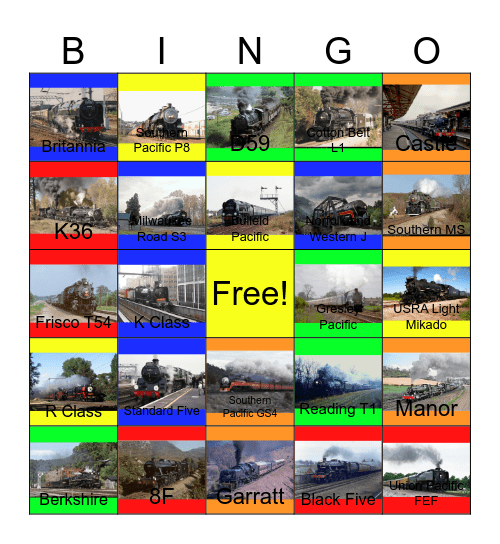 Steam Engines that the Children and I would like to wave goodbye one day Bingo Card