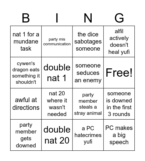 session 1 Bingo Card