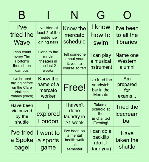 End of Year Bingo! Bingo Card