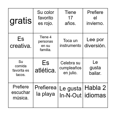 Encuentra a alguien que Bingo Card