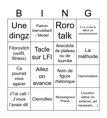 Le bingo rhétorique - 26 juin 🌻 Bingo Card