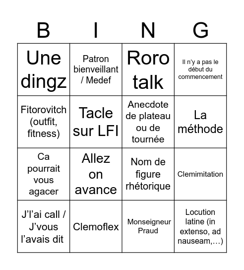 Le bingo rhétorique - 26 juin 🌻 Bingo Card