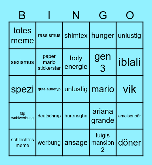 huebi awards Bingo Card