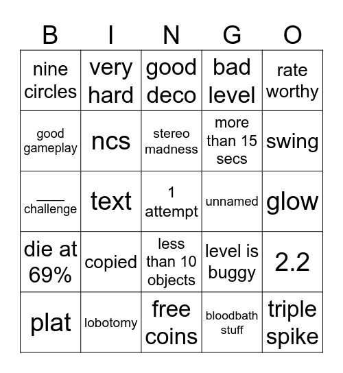 recent tab Bingo Card