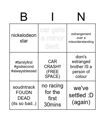F9!!! Bingo Card