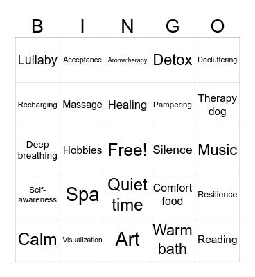 Mental Health Bingo Card