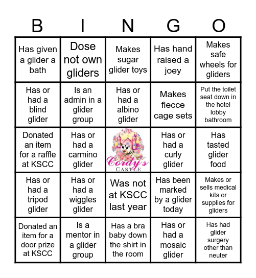 Get To Know you KSCC Glider Bingo Card