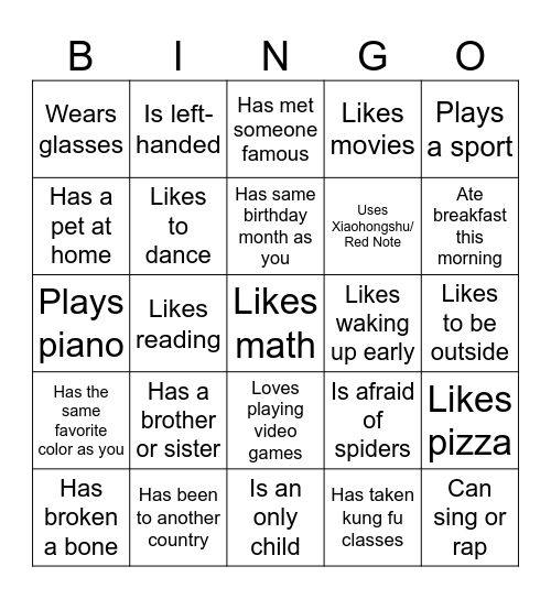 Human Bingo Card