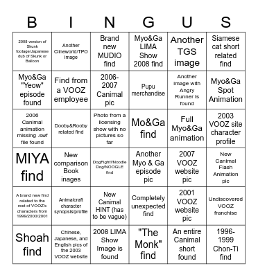 2025 VOOZ Search Bingo (as of March 21st, 2025, 6x6) Bingo Card