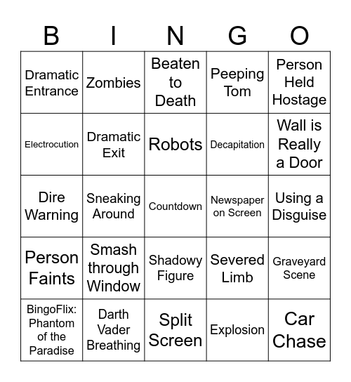 BingoFlix: Phantom of the Paradise Bingo Card