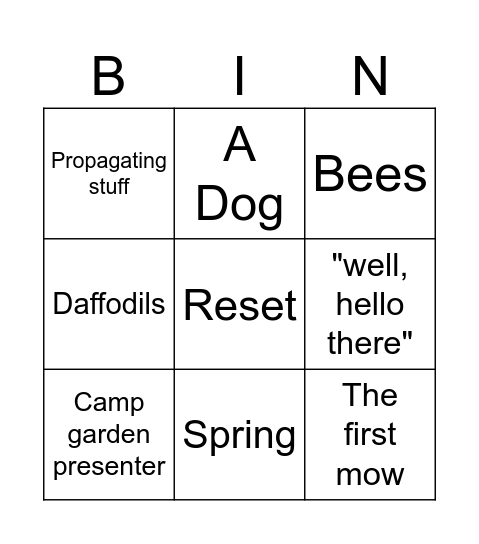 garnered works Bingo Card
