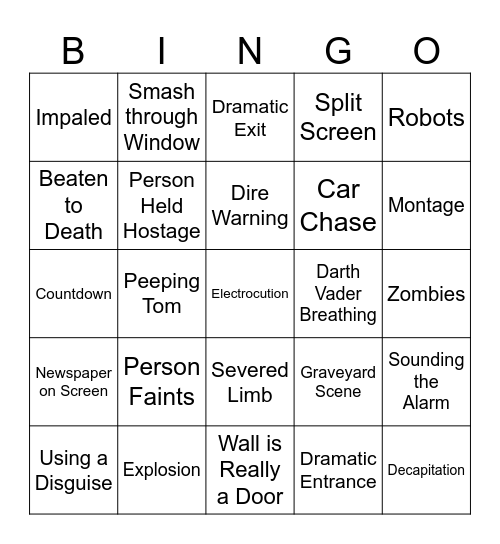BingoFlix: Phantom of the Paradise Bingo Card
