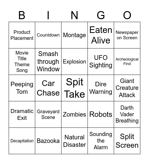 BINGOFLIX: Phantom of the Paradise Bingo Card