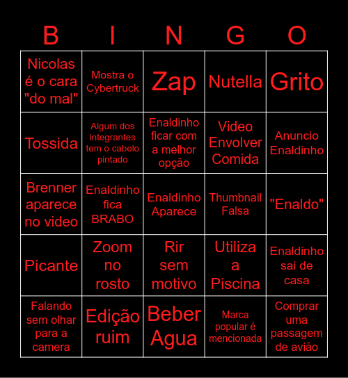 Enaldinho Bingo Card
