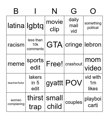 Love XO Bingo Card