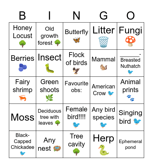 BSLS Arboretum Walk Bingo!🌿🌳 Bingo Card