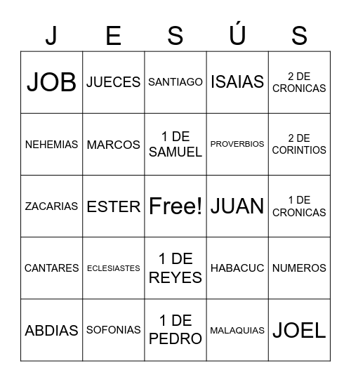 Bingo Bíblico Bingo Card